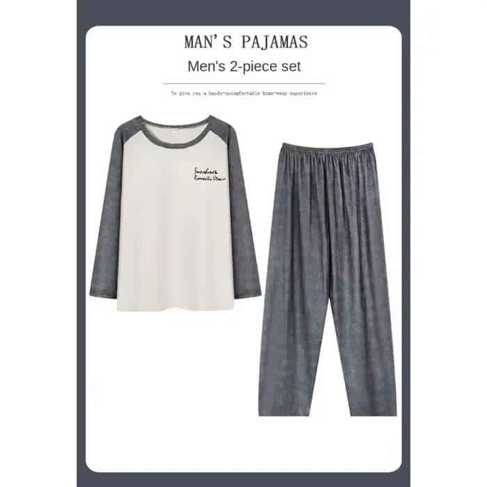 Pyjamas en coton hommes à manches longues adolescents grande taille vêtements de nuit Homewear col rond dessin animé
