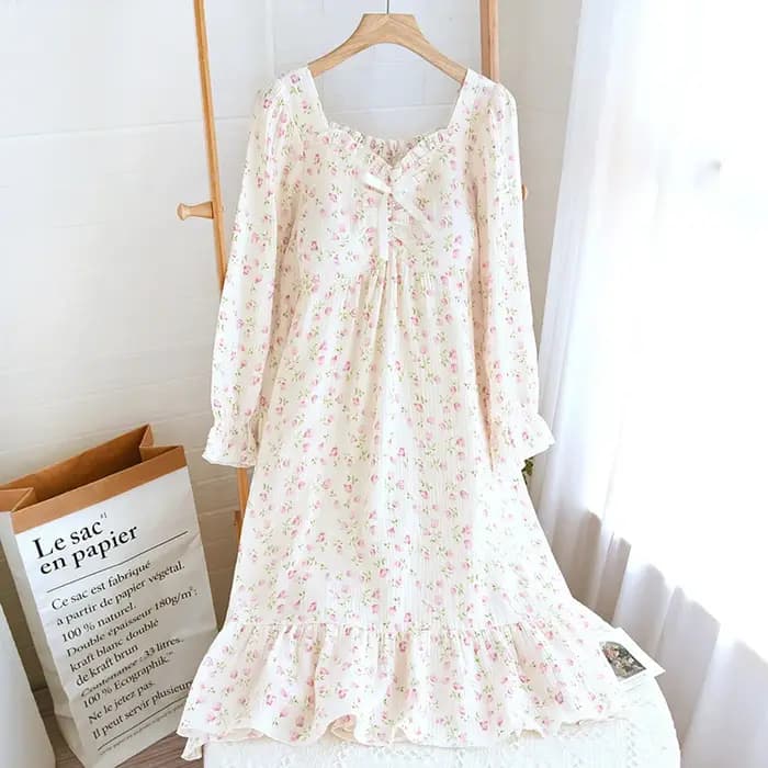 Vêtements de nuit en coton chemise de nuit et pyjama costume pour femmes printemps mignon doux maison vêtements ample doux et confortable Pijamas Feminino