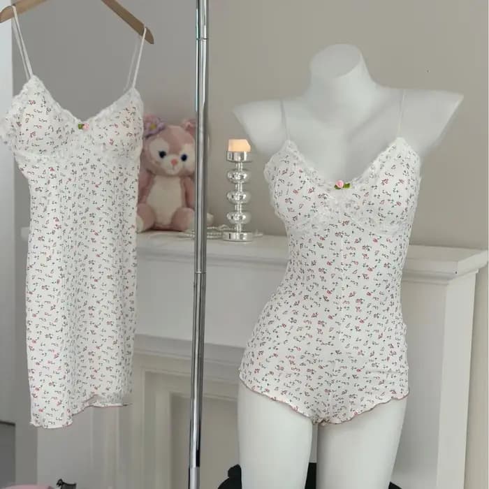 Onesie-Pyjamas floraux mignons pour femmes, ensemble de pyjamas PJ, CoAdvantages, Esthétique