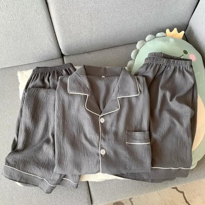 Pyjama d'été pour homme à manches courtes : Ensemble 3 pièces simple, uni, de haute qualité, style v
