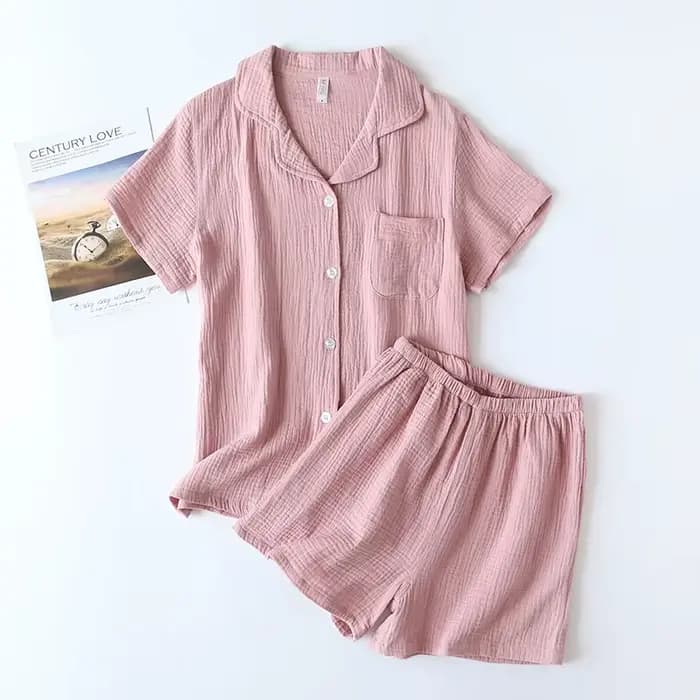 Ensemble pyjama 2 pièces décontracté et tendance pour femme, manches courtes et short, style été fin