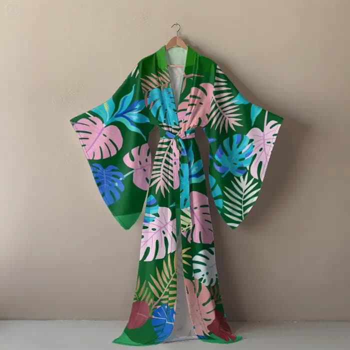 Peignoir Kimono Sexy imprimé feuilles tropicales pour femmes