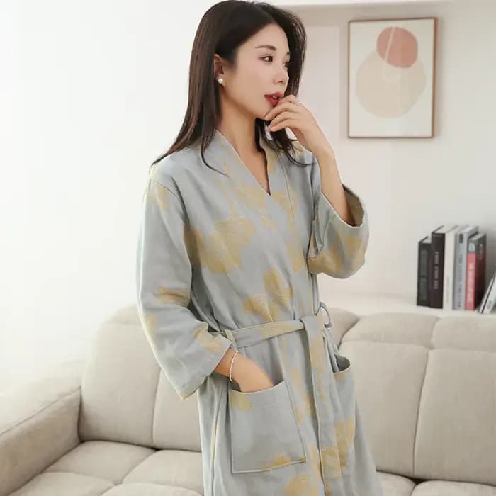 Peignoir en Coton Tissé pour Femme