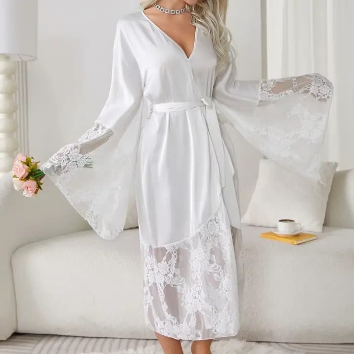 Femmes Robe longue élégante Kimono peignoir mariée cadeau de mariage