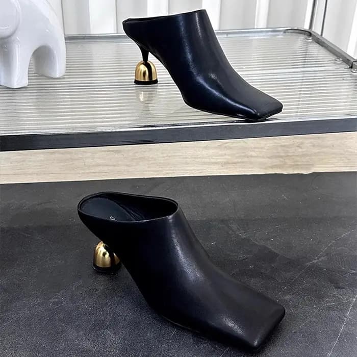 Baotou – pantoufles à tête carrée en peau de mouton blanche pour femmes