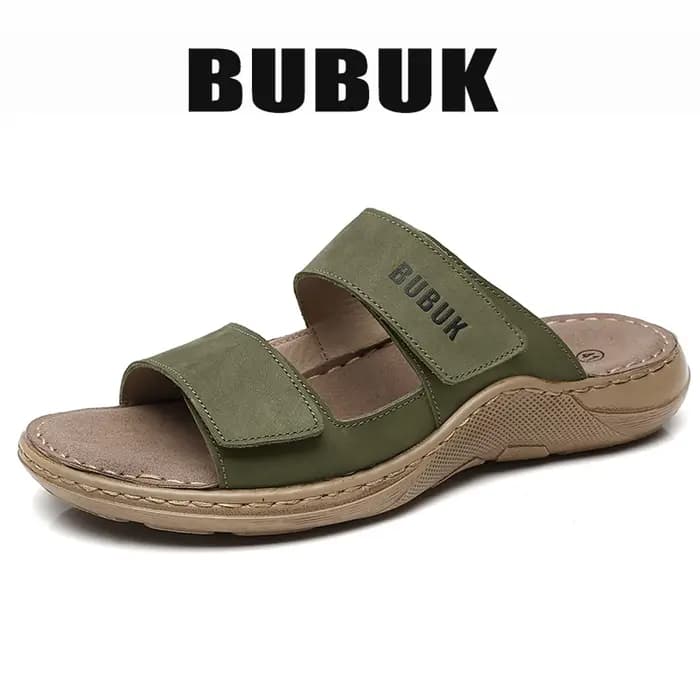 Bubuk Pantoufles à enfiler en cuir véritable pour hommes