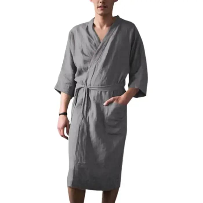 Chemise de Nuit en Coton et Lin pour Homme