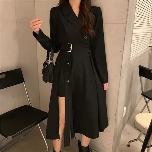 Robe mi-longue à manches longues pour femmes