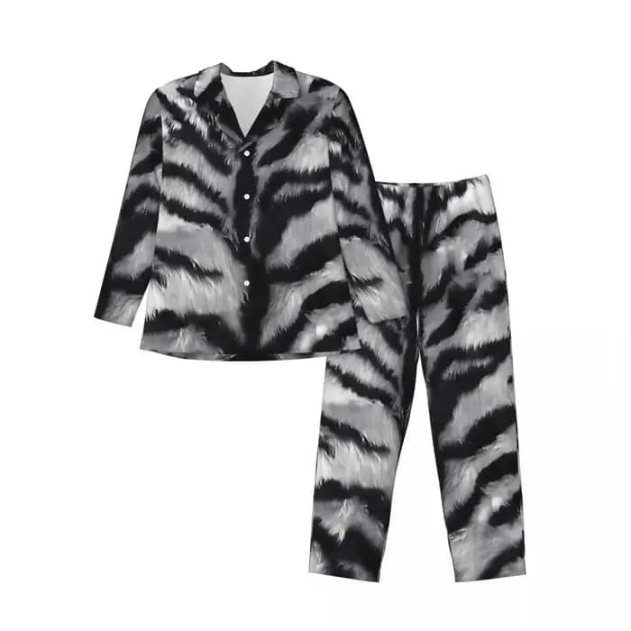 Pyjama 2 pièces imprimé tigre blanc pour homme