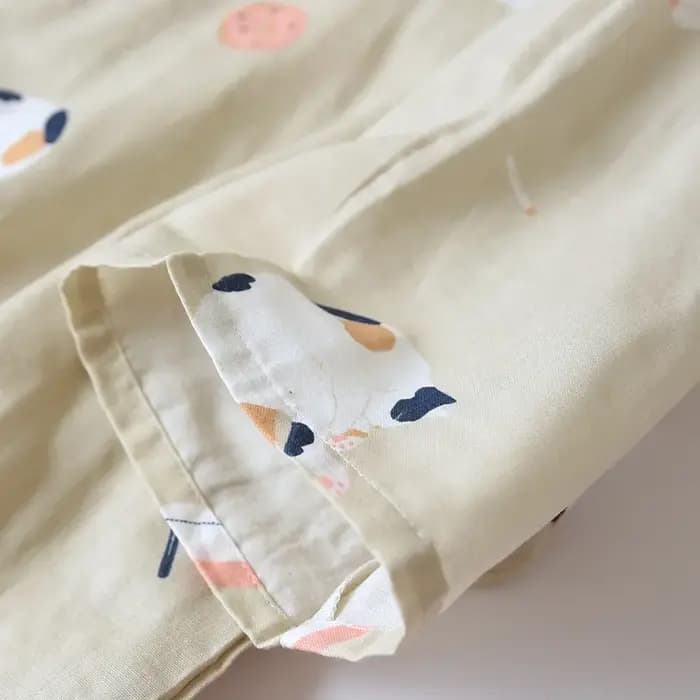 Nouveau kimono de style japonais deux pièces couple pyjama couverture hommes et femmes pur coton gaze mignon chaton mince service à domicile grande taille