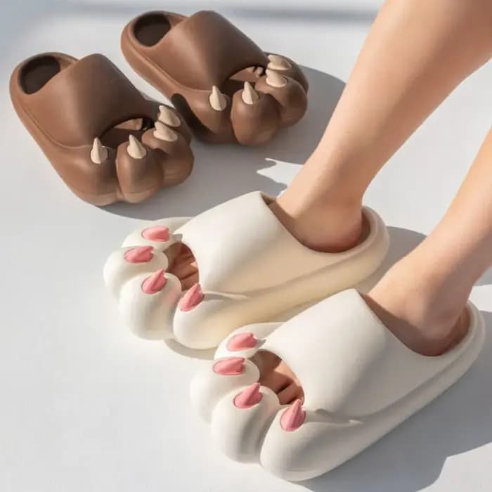 Pantoufles créatives décontractées en forme de patte de chat