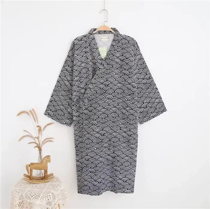 Peignoir Kimono Homme 2026 en Coton Double Gaze 100% Léger pour Couple, Robe de Nuit Décontractée, V