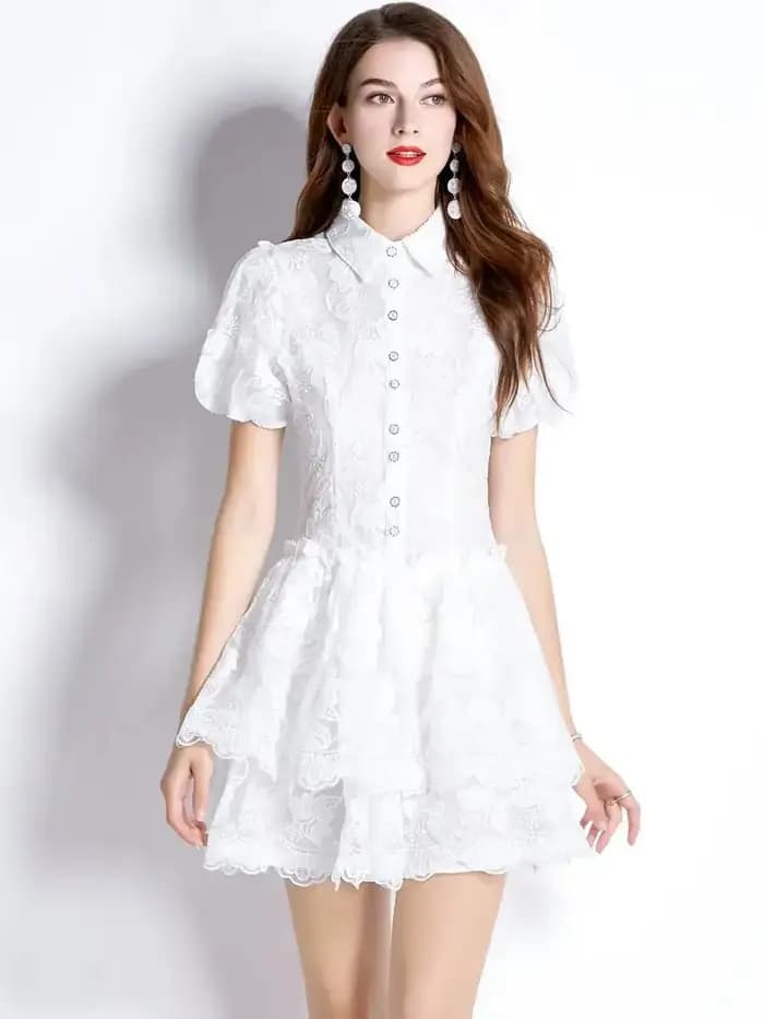 Mini robe à volants en cascade pour femmes