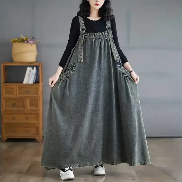 Robe en jean pour femme, style salopette, sans manches, délavée, vintage, robe d'été, streetwear, robe longue