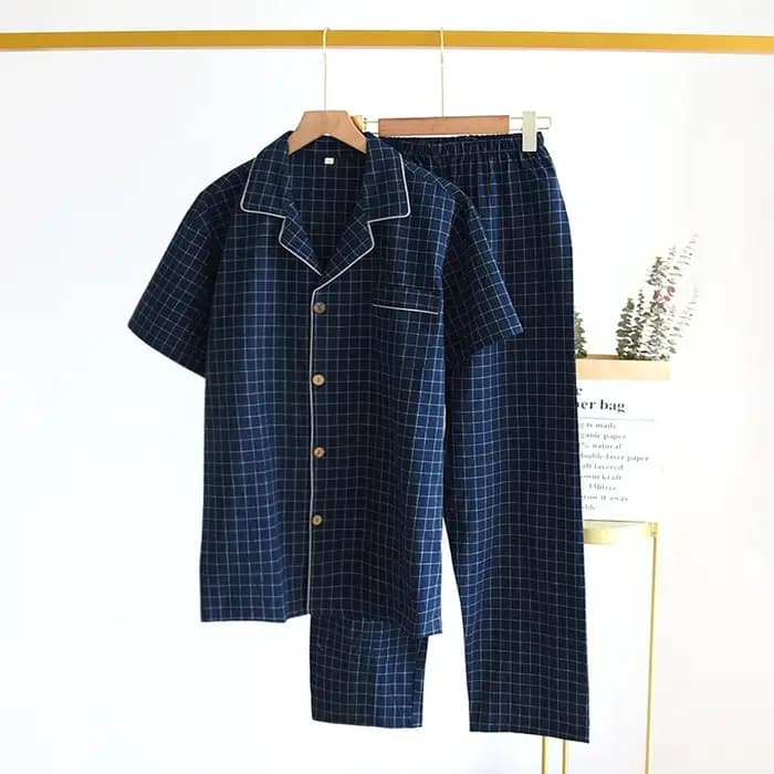 Pyjama d'été fin à manches courtes pour hommes