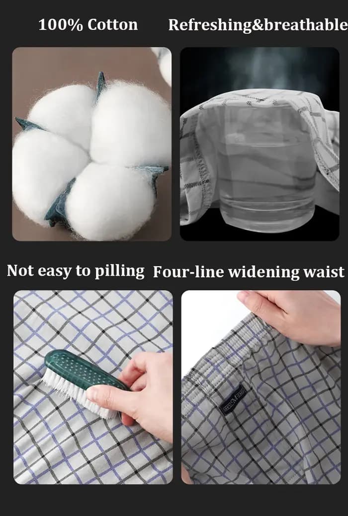 100% coton Plaid pyjama pantalon hommes confortable taille large élastique pyjamas sommeil Shorts bouton patte PJ