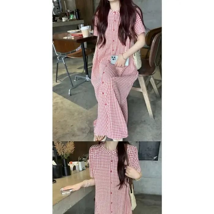 Robe chemise à manches courtes pour femme, robe longue ample et décontractée