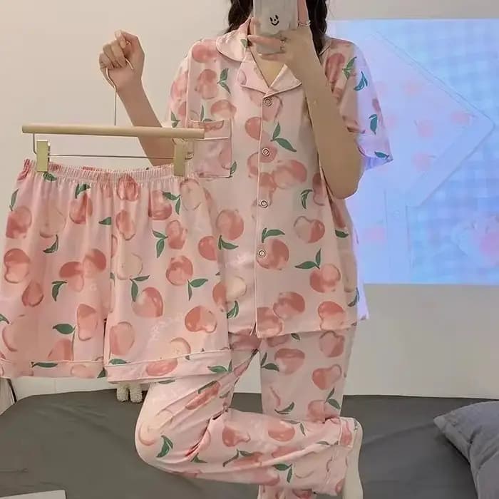 Pyjama à revers à manches courtes pour femmes