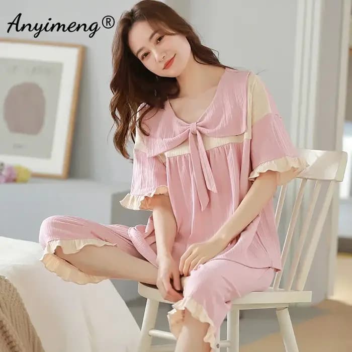 Capris-Pyjama d'été en coton pour femme
