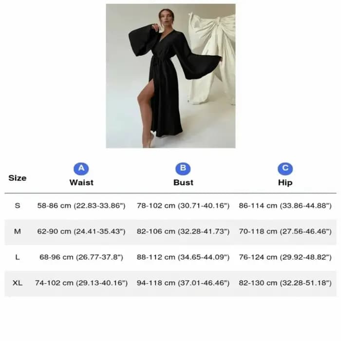 Robe de chambre en satin couleur unie style sexy