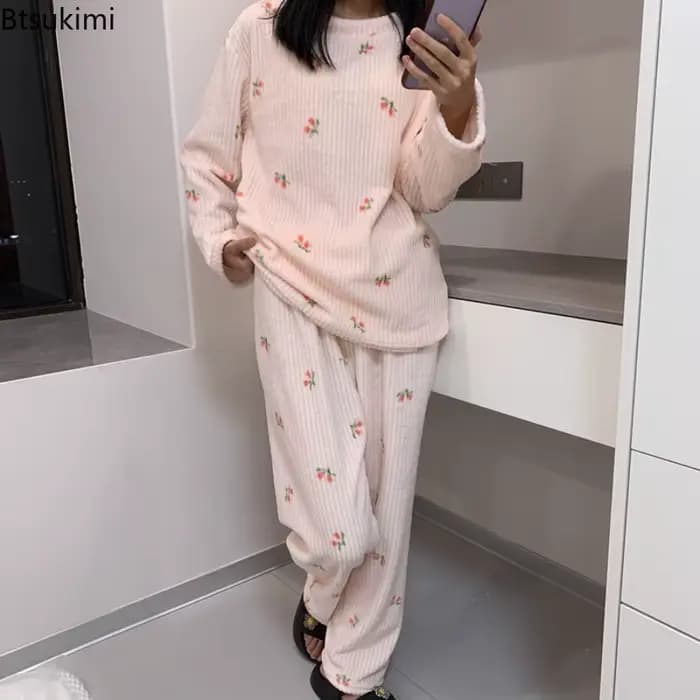 Pyjama chaud d'automne et d'hiver pour femmes