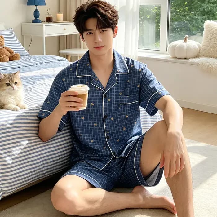 Pyjama pour homme à manches courtes et short