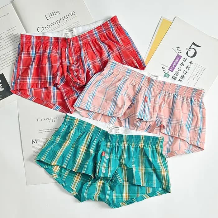 Hommes pyjama pantalon vêtements de nuit Plaid salon porter décontracté courte jupe de bain