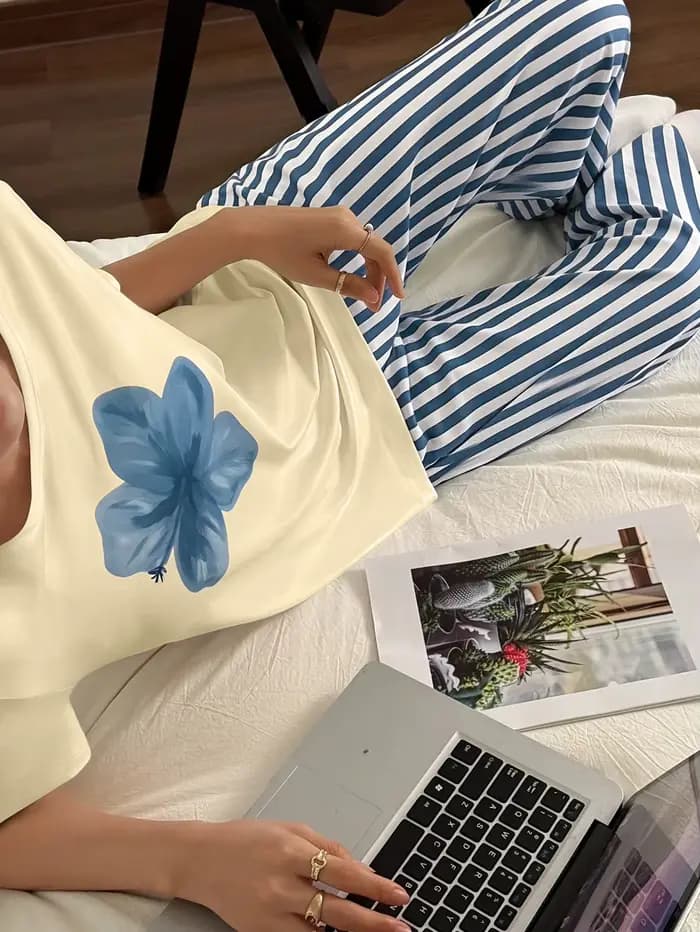Ensemble de pyjamas pour femmes printemps/été en 2 pièces