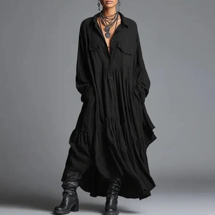 Robes décontractées pour femmes, nouvelle collection vintage, unie, ample, plissée, style bohème, lo