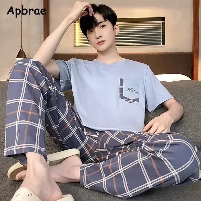 Pyjama d'été en coton doux pour homme