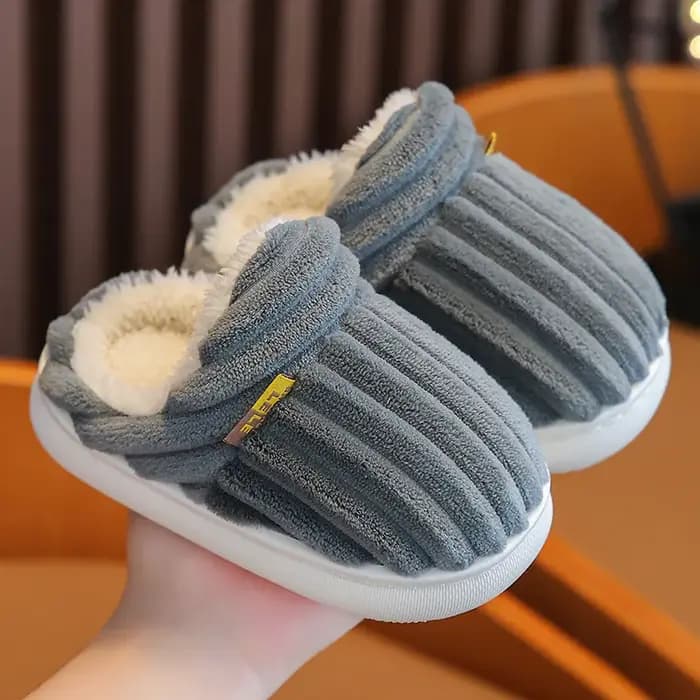 Chaussons d'hiver chauds en coton pour garçons et filles, pantoufles en coton à bout fermé pour adultes et enfants, claquettes à semelle épaisse et souple, chaussures antidérapantes pour hommes et fem