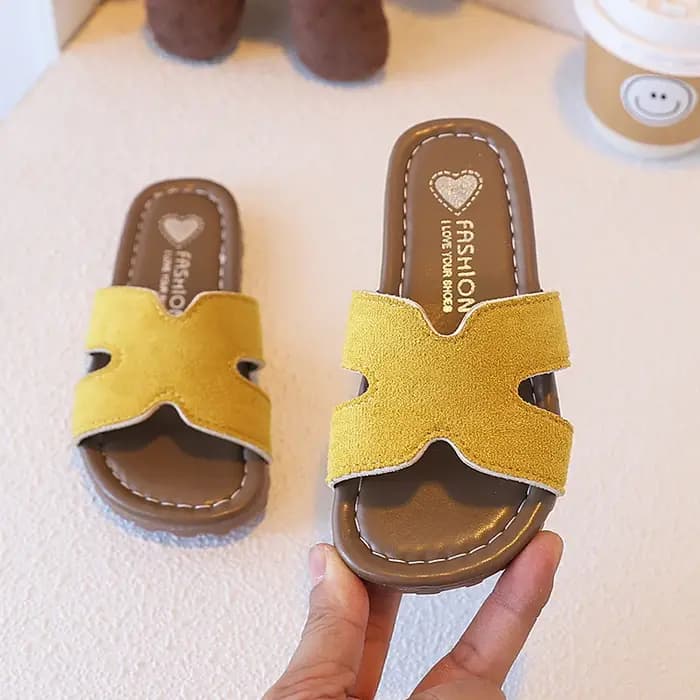 Chaussons d'été pour garçons et filles, à bout ouvert, décontractés, chaussures plates pour enfants, couleurs unies, semelle souple, antidérapante, chaussures quotidiennes chics pour enfants