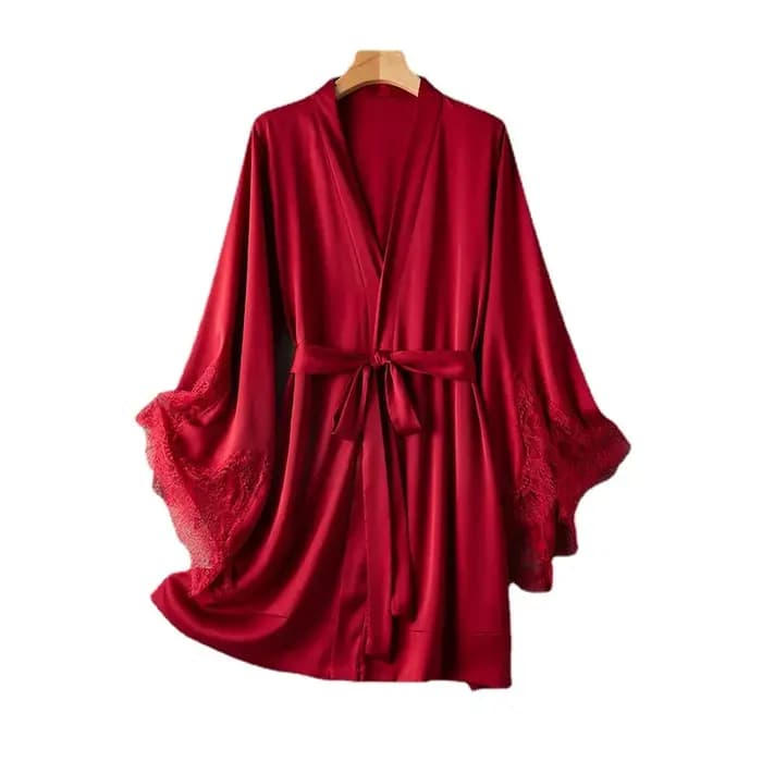 Robe de nuit Sexy en Satin et dentelle pour femmes