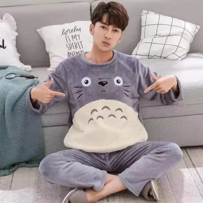 Hommes hiver chaud flanelle pyjama ensembles à manches longues épais Homewear pour hommes corail vel