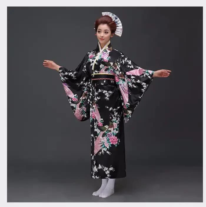 Kimono Sexy Tendance Nationale Bleu Lac pour Femme, Tenue de Soirée avec Obi, Costume Cosplay Japona