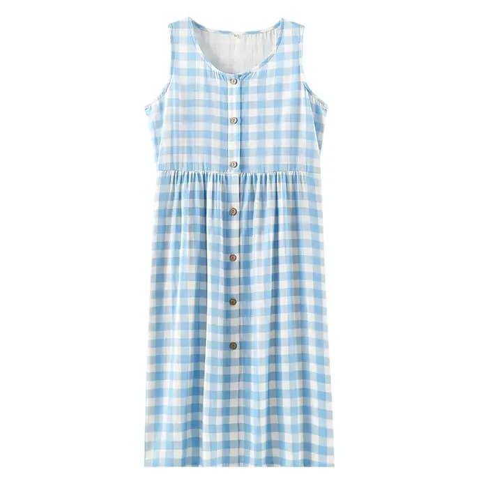 2025 chemise de nuit à carreaux femmes pur coton Double couche gaze vêtements