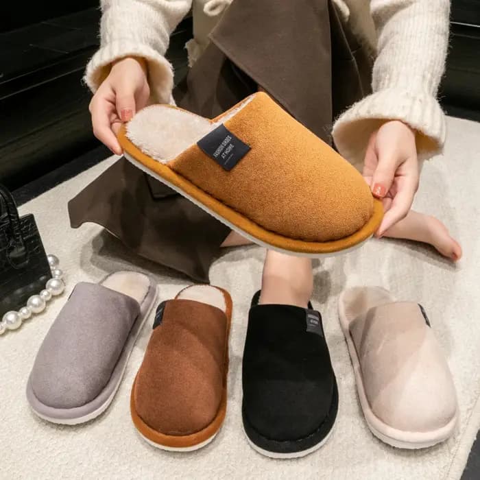 Hiver chaud pantoufles hommes maison antidérapant chaussures souples confortable talon plat