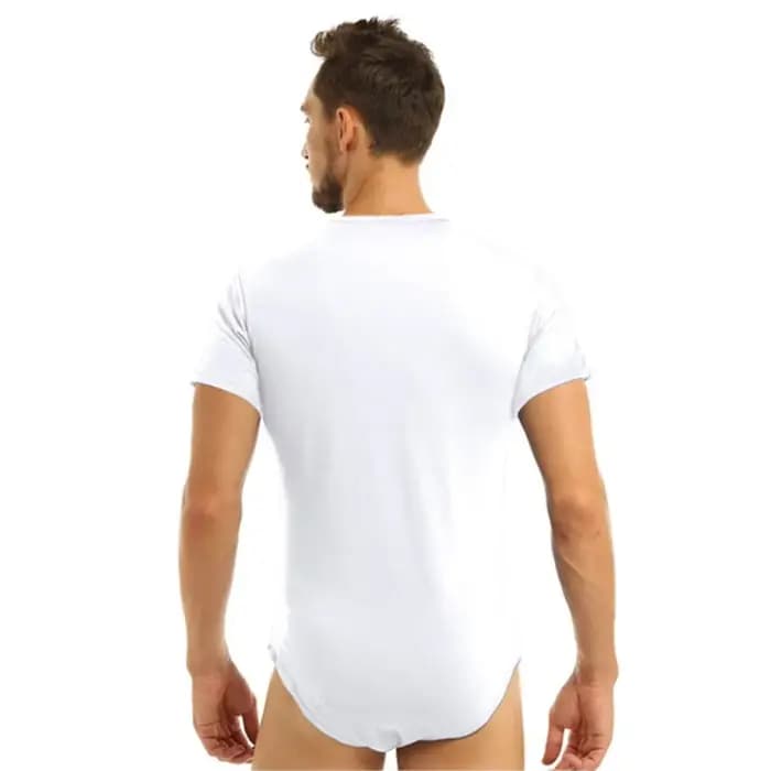 Pyjama une pièce pour hommes – Combinaison à manches courtes et col rond avec fermeture à pression