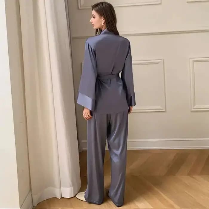 Pyjama en mousseline de soie à manches longues pour femmes