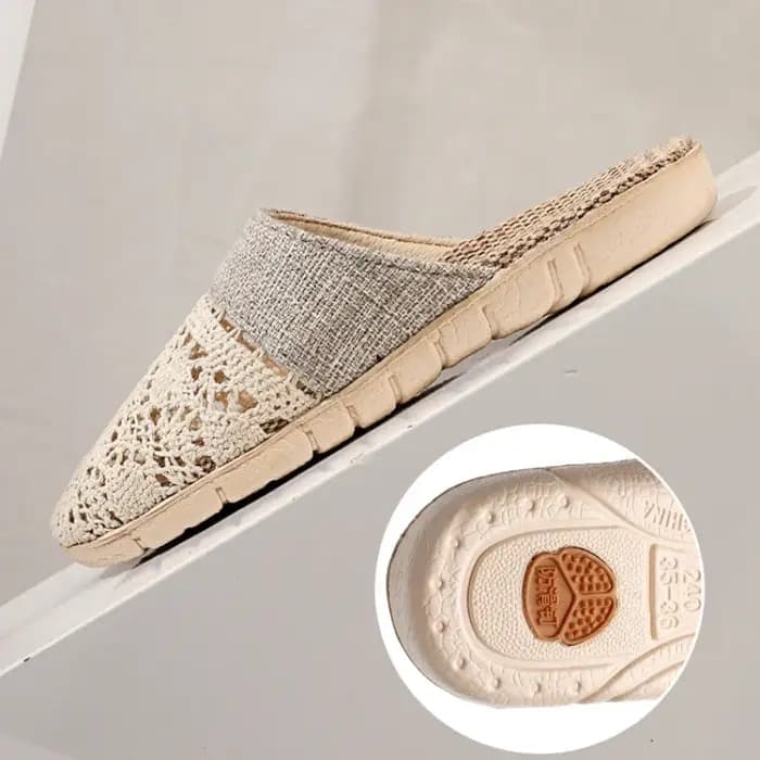 Chaussons d'intérieur respirants en lin pour femmes et hommes