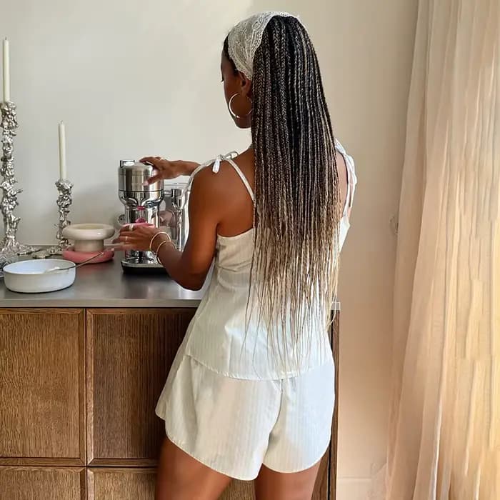 Pyjama rayé style Ins pour femme