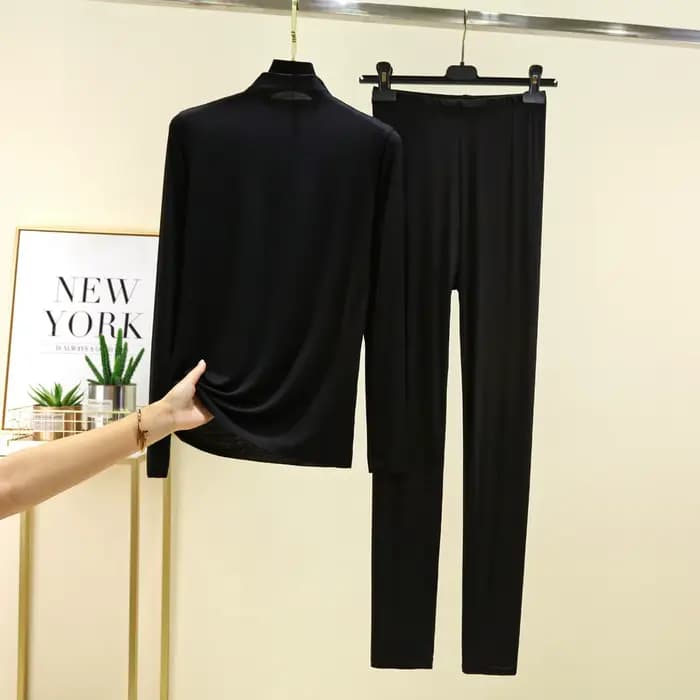 Pyjama Femme nouveau col roulé à manches longues chemise pantalon ensemble printemps automne