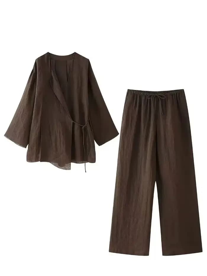 HH pyjama Style pantalon ensembles femmes mode Kimono