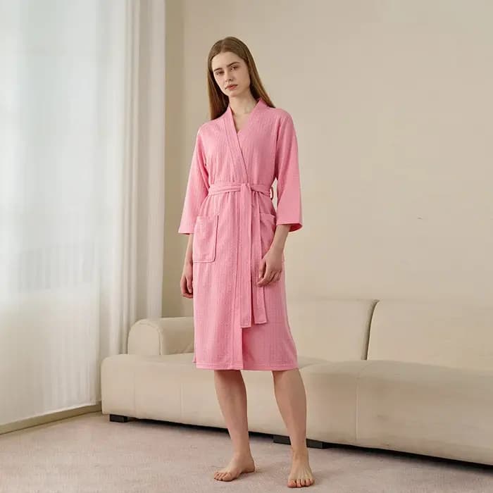 Peignoir Homme en Tissu Gaufré Léger et Doux