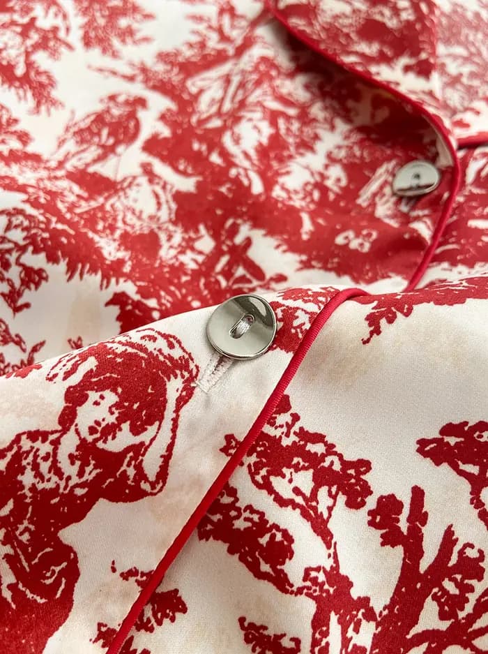Pyjama à manches longues imprimé beige pour femmes