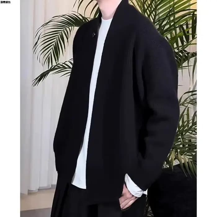 Cardigan taoïste Robe pull hommes automne hiver Style ample décontracté fleur gris pull veste
