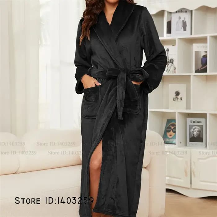 Épaissir chaud femmes longue Robe Homewear confortable doux flanelle Kimono peignoir Robe vêtements de nuit hiver corail polaire vêtements de nuit