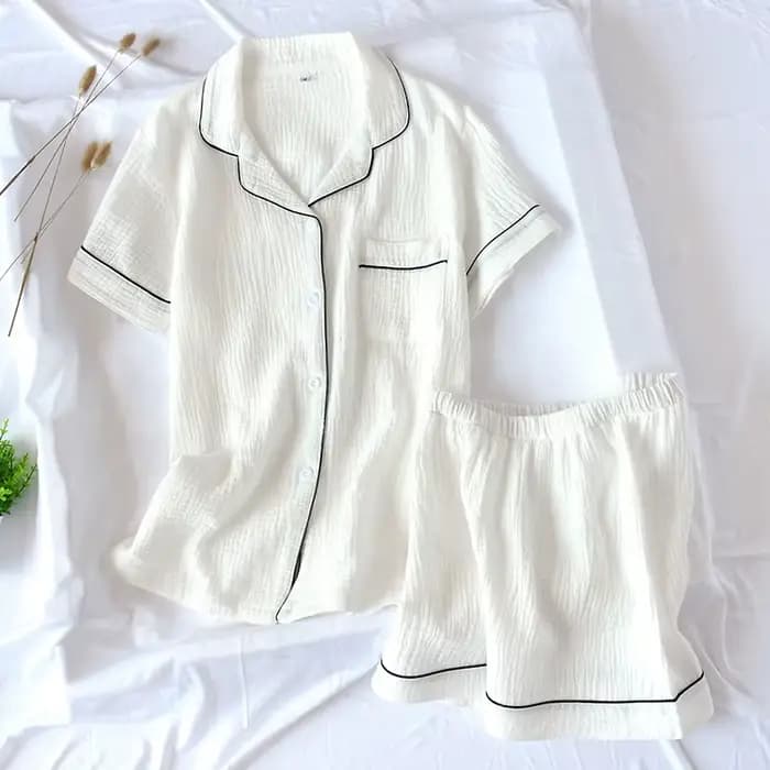 Pyjama d'été 2 pièces en coton pour femmes, Short à manches courtes, vêtements de maison simples, absorbant la sueur, respirants, doux