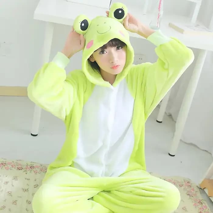 Pyjama Anime Onesie pour Adultes, Vêtements de Nuit Unisexes, Animal Mignon Cosplay, Costume Grenoui