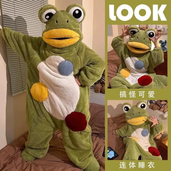 Dessin animé grenouille Kigurumi licorne hiver pyjamas Onesie pyjama Costumes pour Halloween carnaval Cosplay femmes hommes fête pantoufle